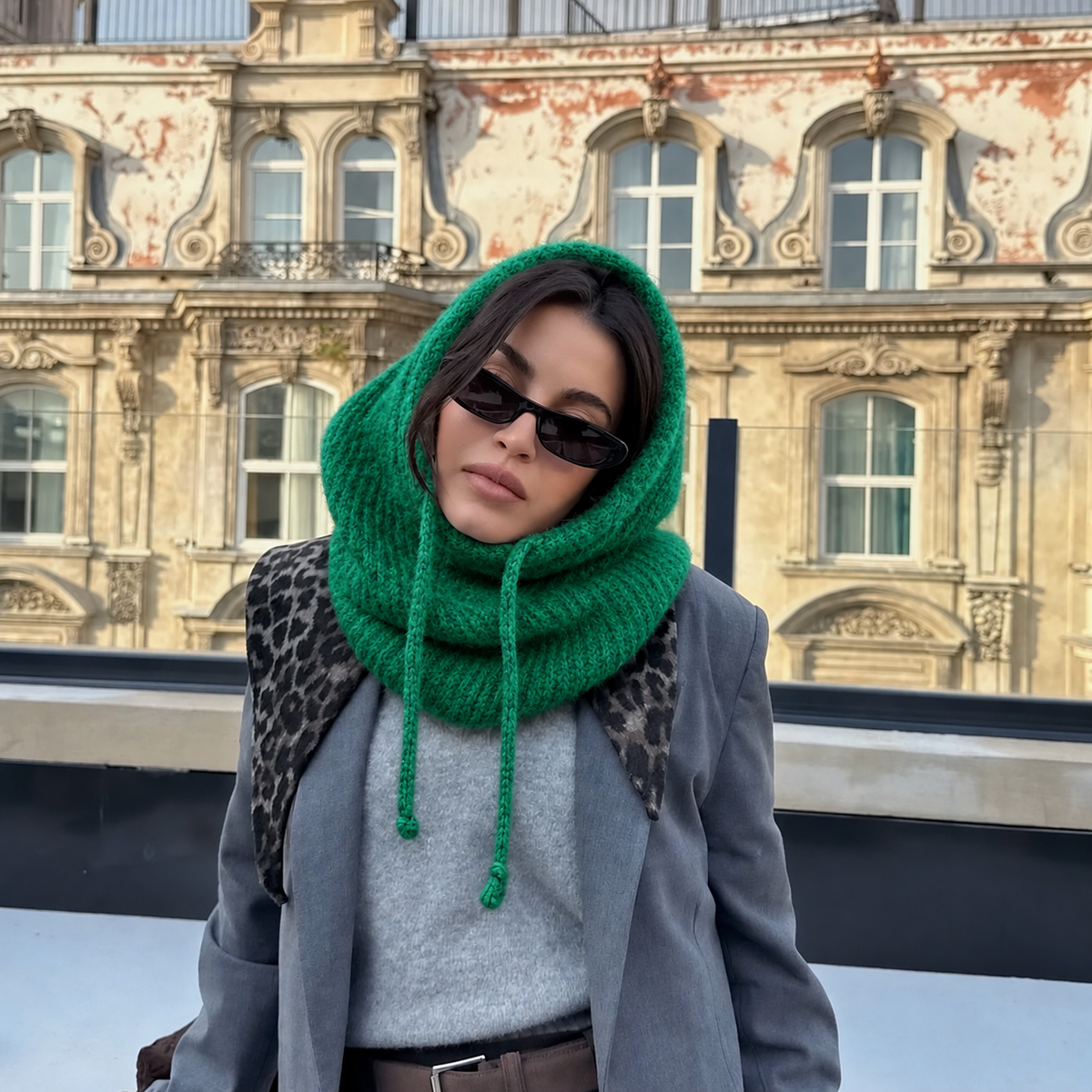 Nuage Vert  - Cagoule / capuche femme en maille