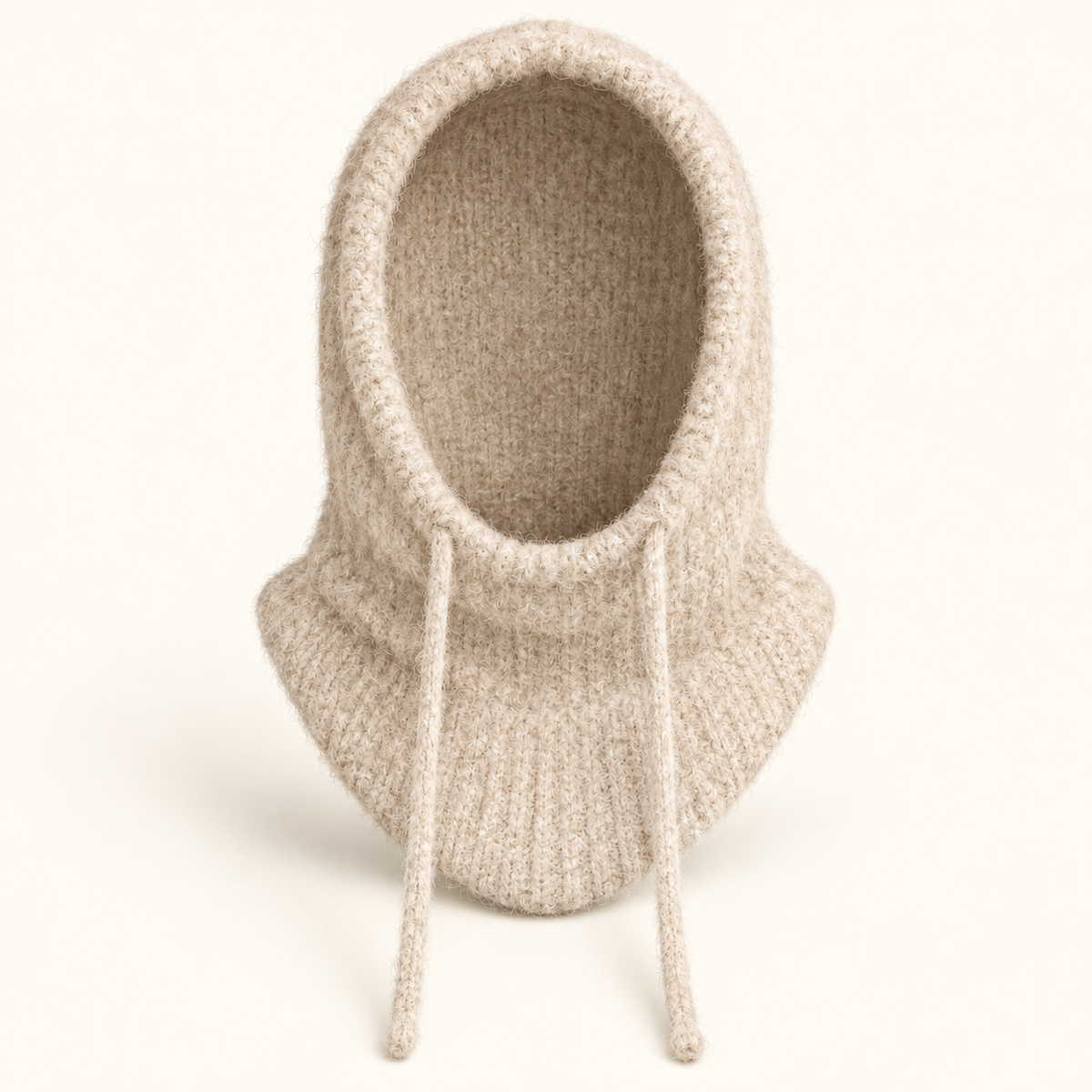 Nuage Beige — Cagoule / capuche femme en maille